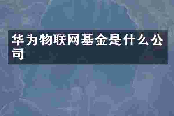 华为物联网基金是什么公司