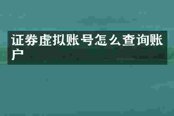 证券虚拟账号怎么查询账户