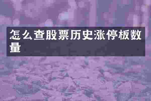 怎么查股票历史涨停板数量