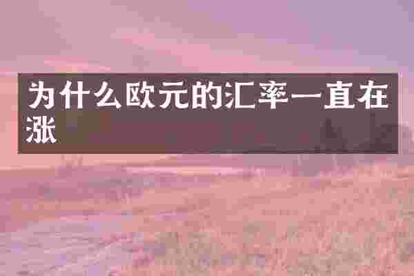 为什么欧元的汇率一直在涨