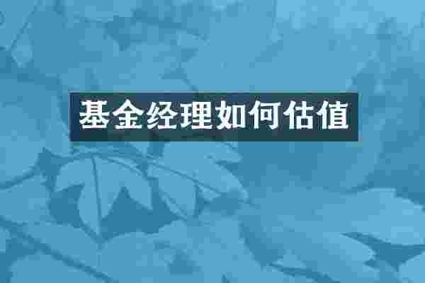 基金经理如何估值