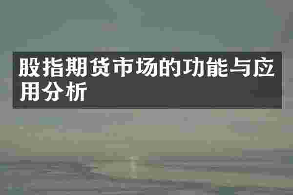 股指期货市场的功能与应用分析