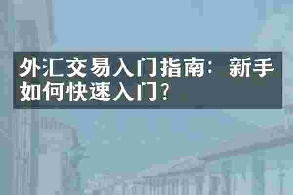 外汇交易入门指南：新手如何快速入门？