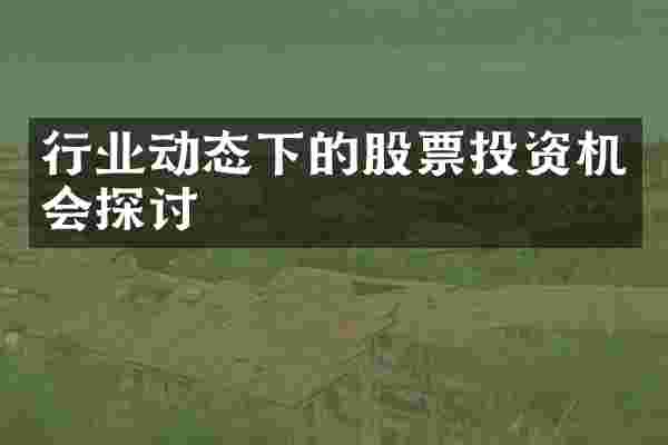 行业动态下的股票投资机会探讨