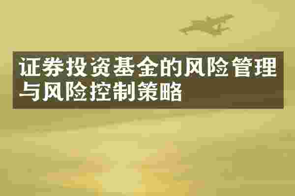 证券投资基金的风险管理与风险控制策略