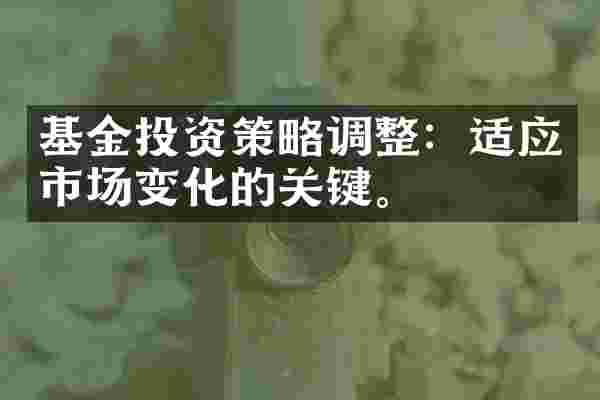 基金投资策略调整：适应市场变化的关键。