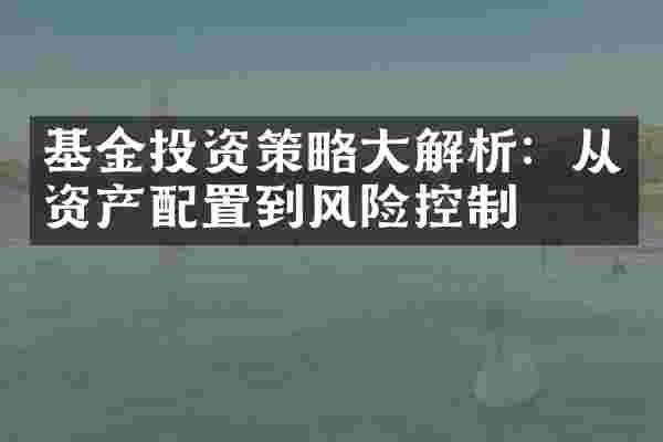 基金投资策略大解析：从资产配置到风险控制