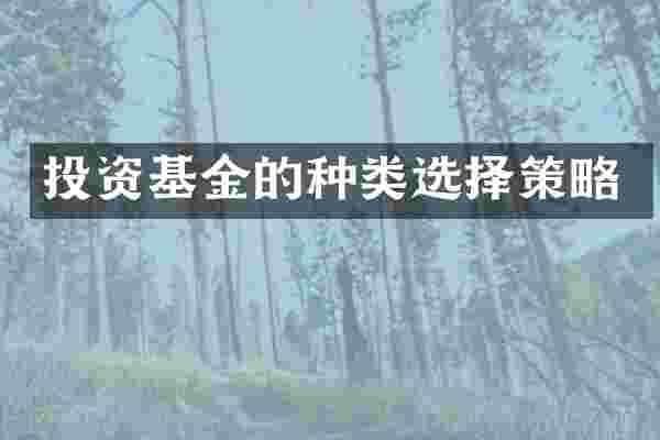 投资基金的种类选择策略
