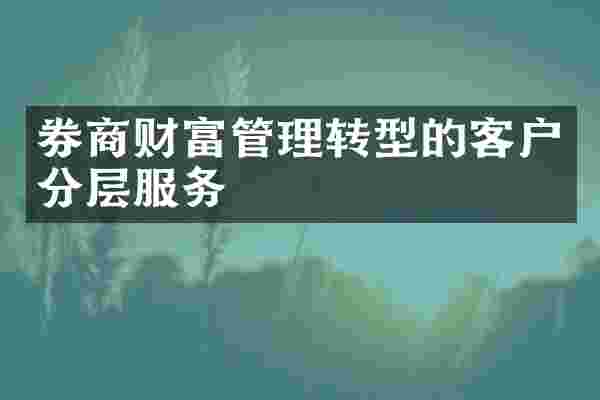 券商财富管理转型的客户分层服务