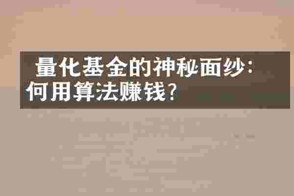  量化基金的神秘面纱：如何用算法赚钱？