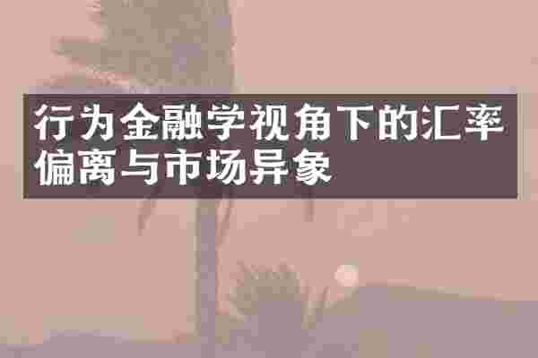 行为金融学视角下的汇率偏离与市场异象
