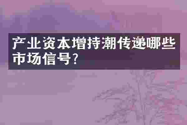 产业资本增持潮传递哪些市场信号？