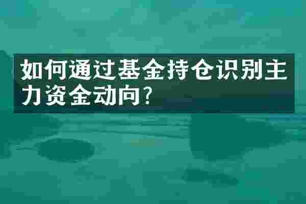 如何通过基金持仓识别主力资金动向？