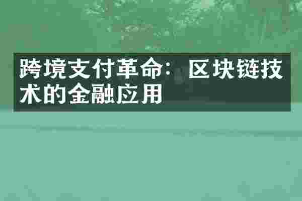 跨境支付革命：区块链技术的金融应用