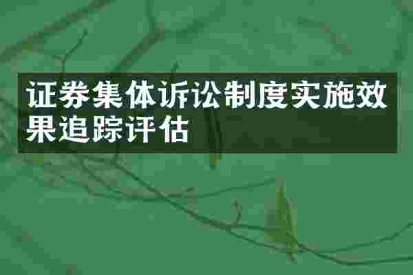 证券集体诉讼制度实施效果追踪评估