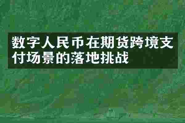 数字人民币在期货跨境支付场景的落地挑战