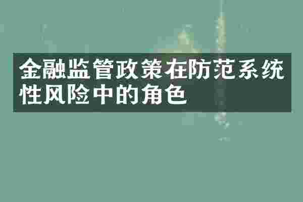 金融监管政策在防范系统性风险中的角色