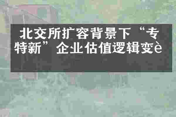  北交所扩容背景下&ldquo;专精特新&rdquo;企业估值逻辑变迁