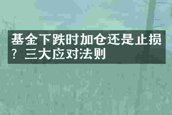 基金下跌时加仓还是止损？三大应对法则